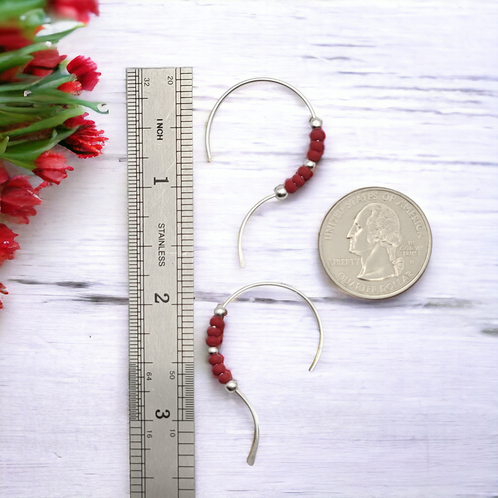 Open Heart - Silver & Red Earrings Bijou by SAM