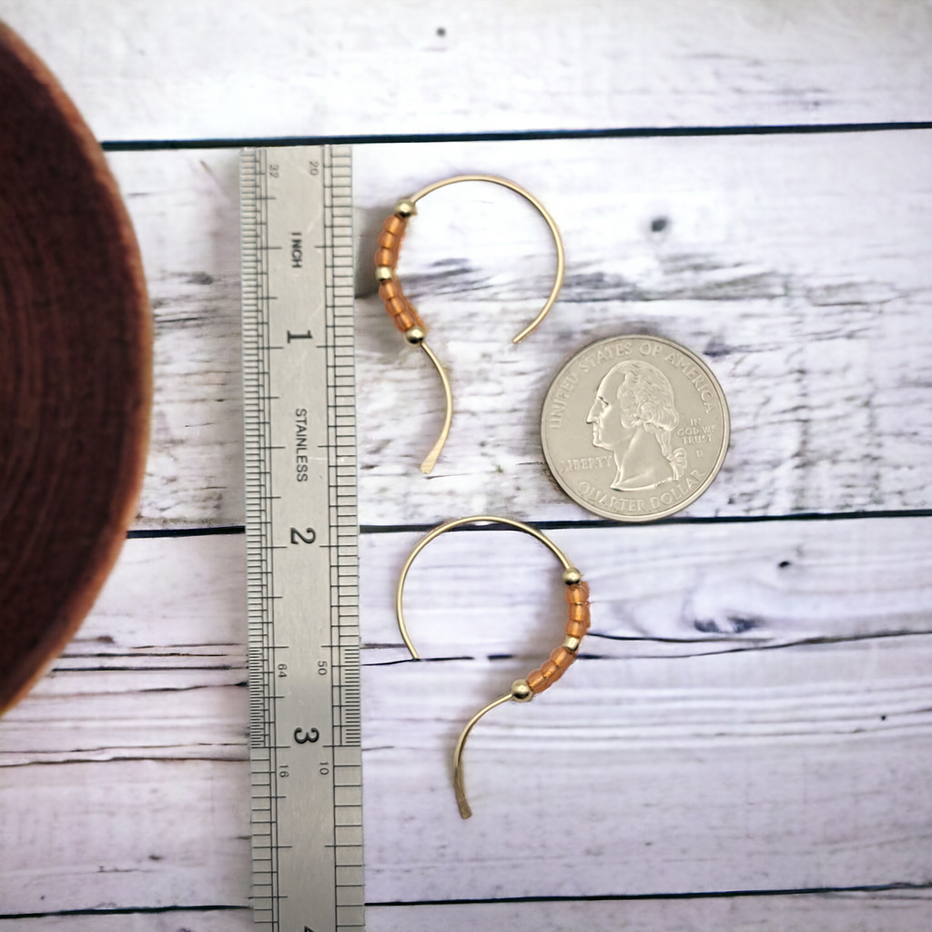 Open Heart - Gold & Orange Earrings Bijou by SAM