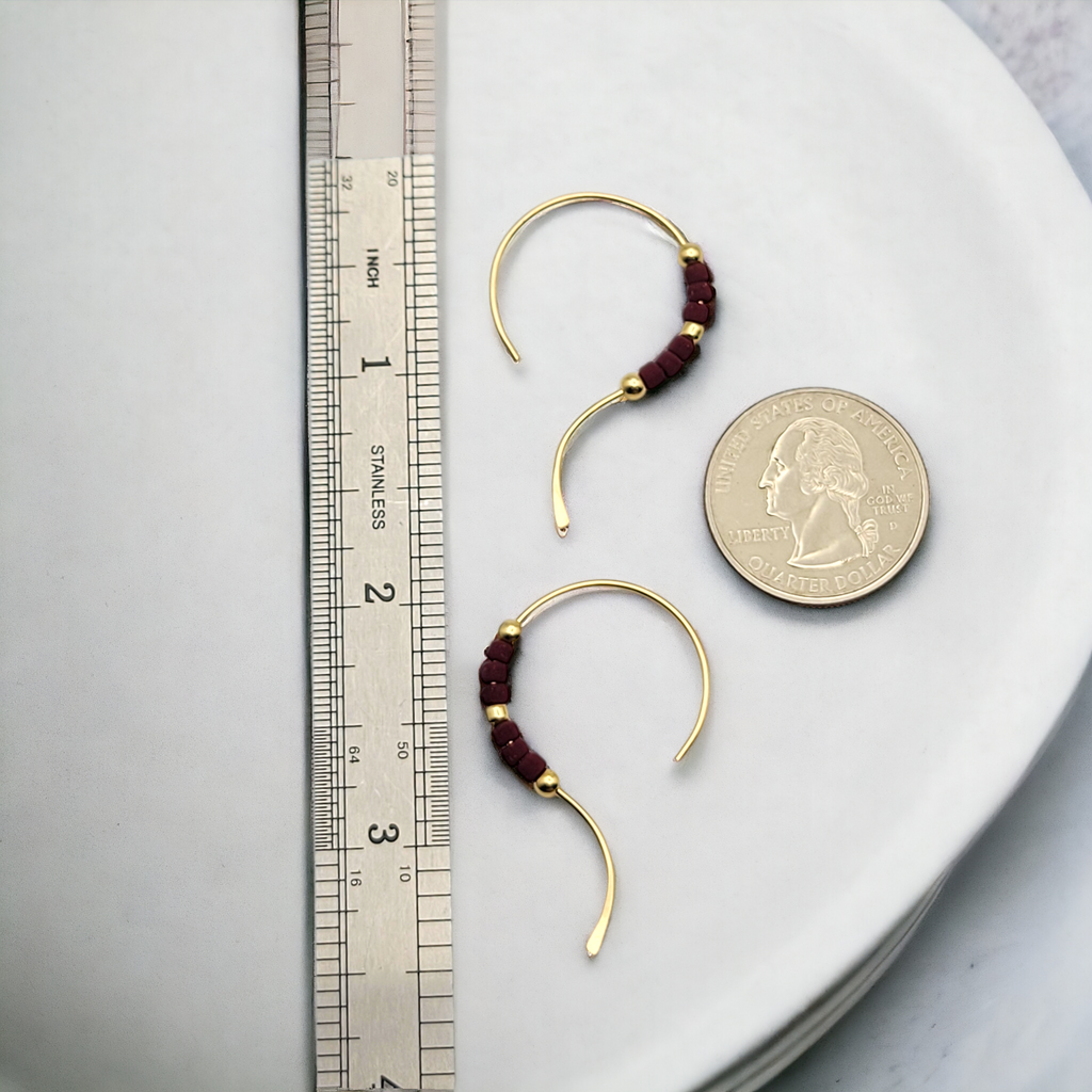 Open Heart - Gold & Maroon Earrings Bijou by SAM