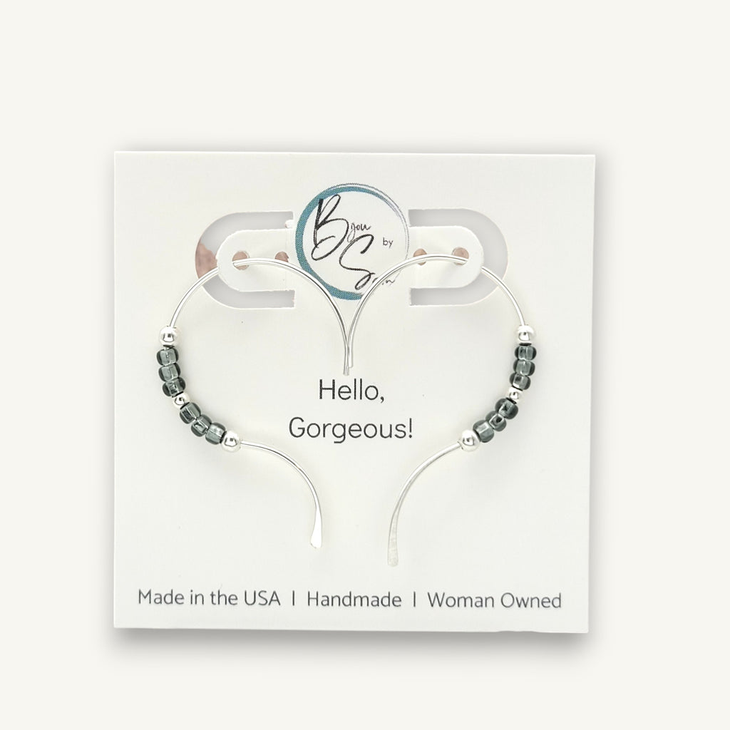 Open Heart - Silver & Smokey Quartz Earrings Bijou by SAM