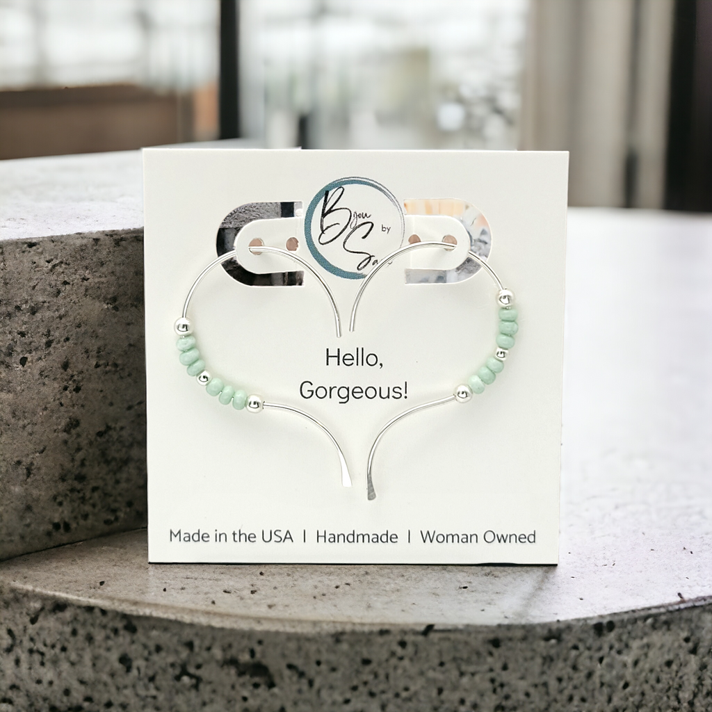 Open Heart - Silver & Mint Earrings Bijou by SAM