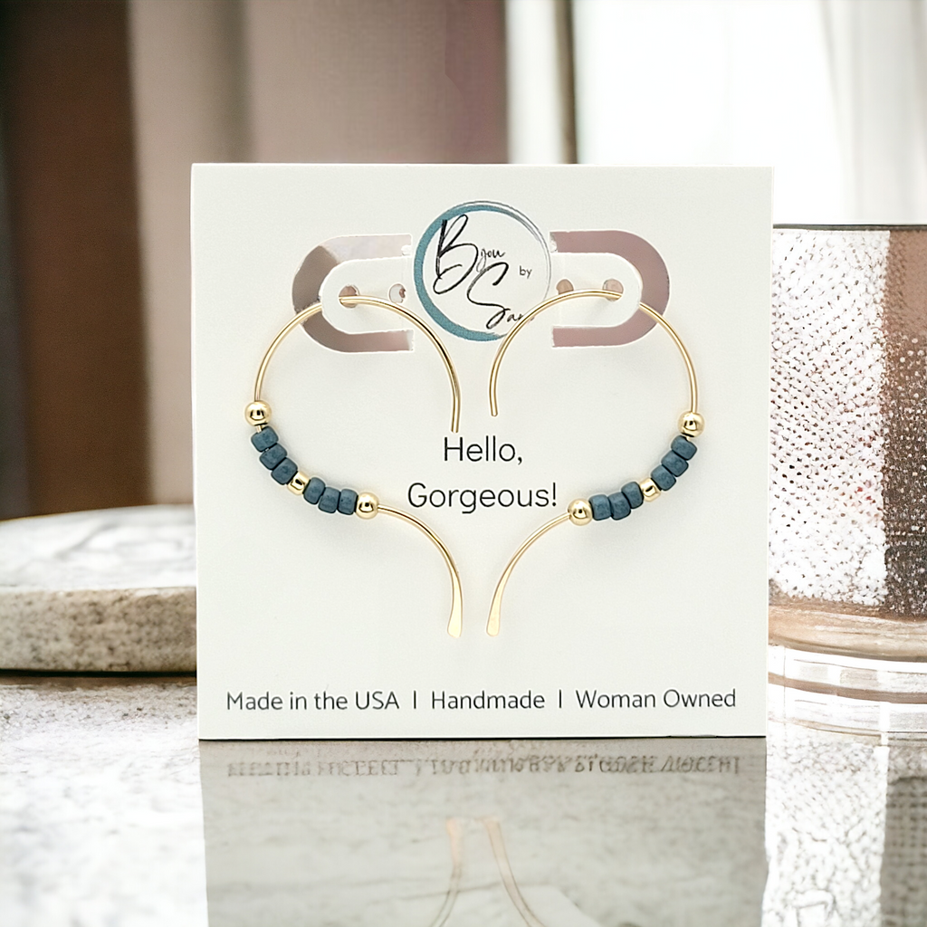 Open Heart - Gold & Teal Earrings Bijou by SAM