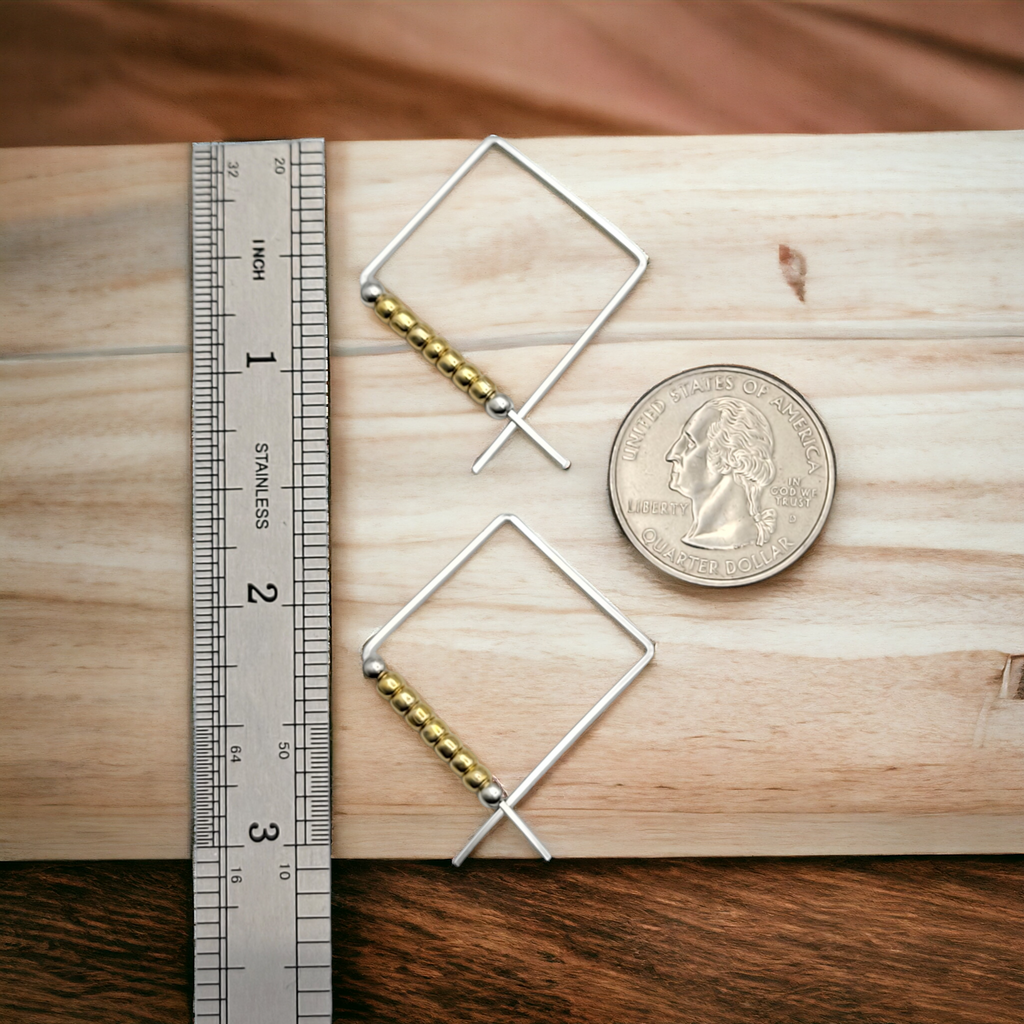 True - Square Silver & Gold Earrings Bijou by SAM