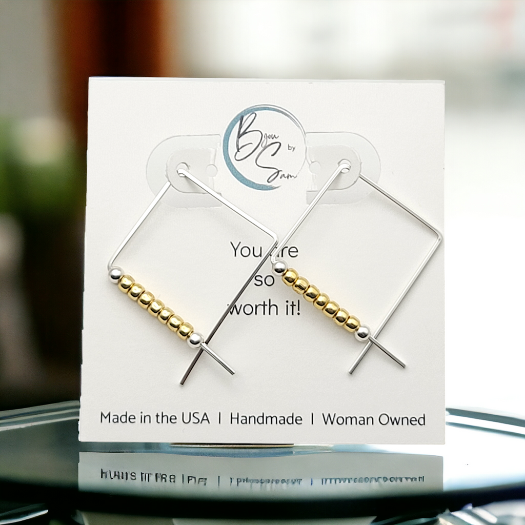 True - Square Silver & Gold Earrings Bijou by SAM