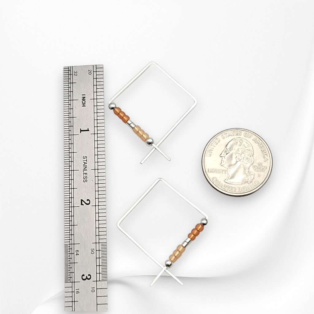 True - Square Silver & Orange Earrings Bijou by SAM