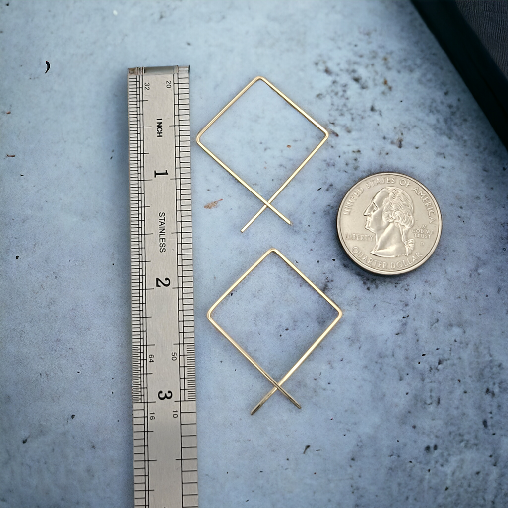 True - Square Gold Threader Hoops Earrings Bijou by SAM