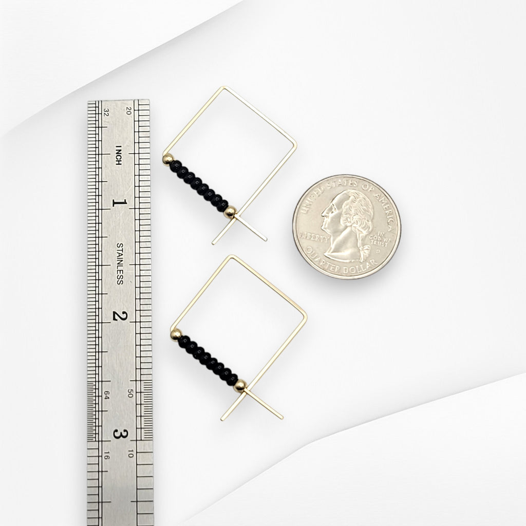 True - Square Gold & Black Earrings Bijou by SAM