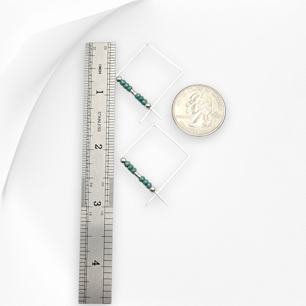 True - Square Silver & Turquoise Earrings Bijou by SAM