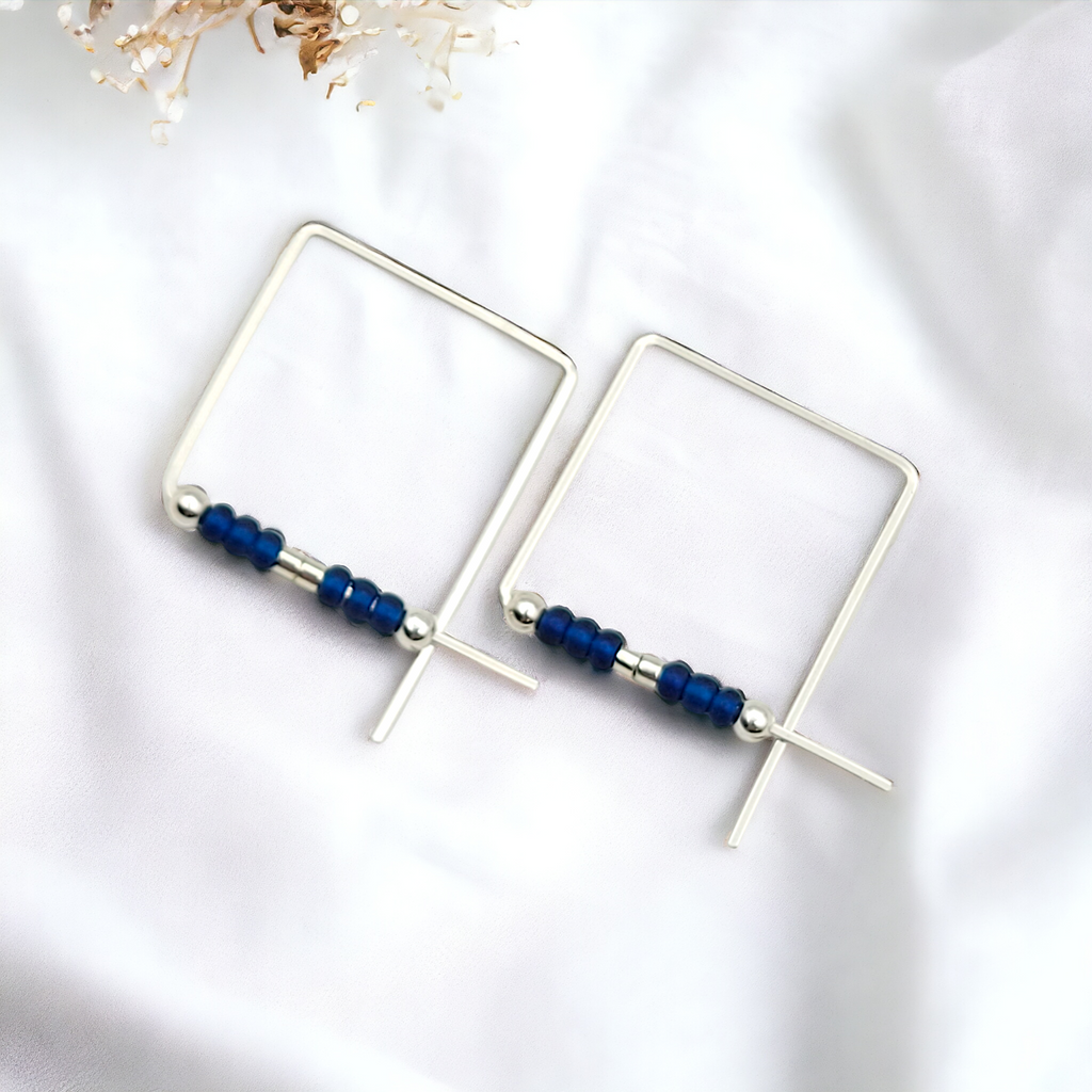 True - Silver & Dark Blue Earrings Bijou by SAM