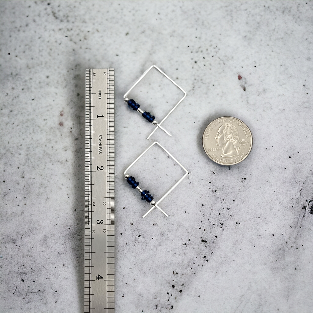 True - Silver & Dark Blue Earrings Bijou by SAM