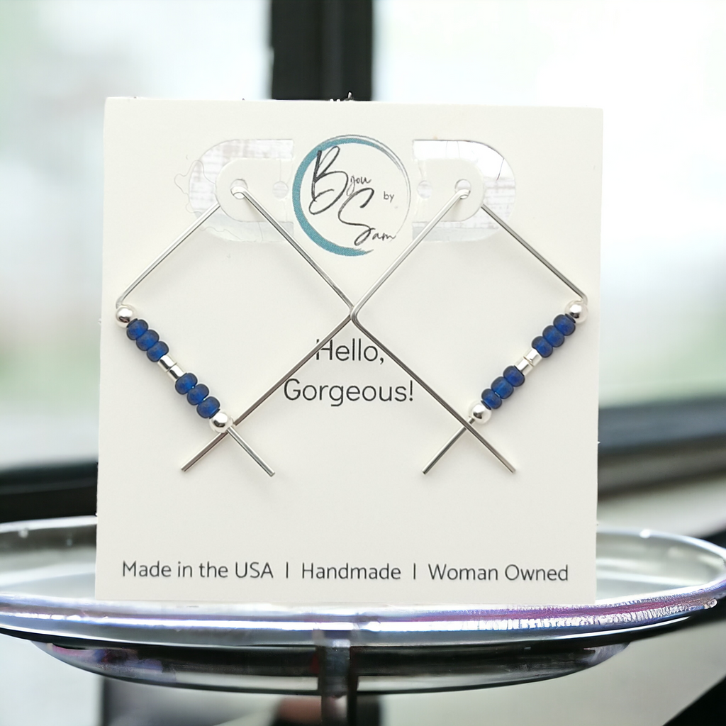 True - Silver & Dark Blue Earrings Bijou by SAM