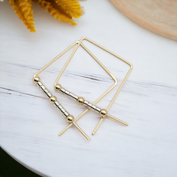 True - Square Gold & Silver Earrings Bijou by SAM