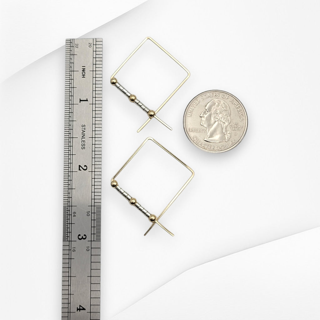 True - Square Gold & Silver Earrings Bijou by SAM