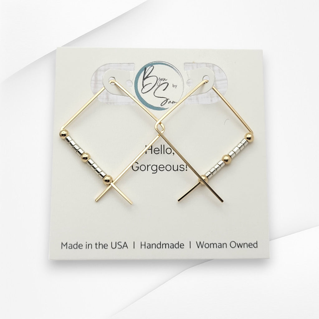 True - Square Gold & Silver Earrings Bijou by SAM