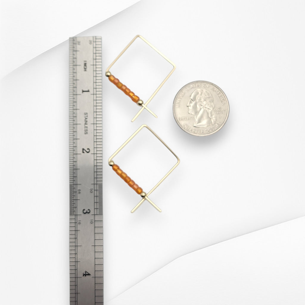 True - Square Gold & Orange Earrings Bijou by SAM