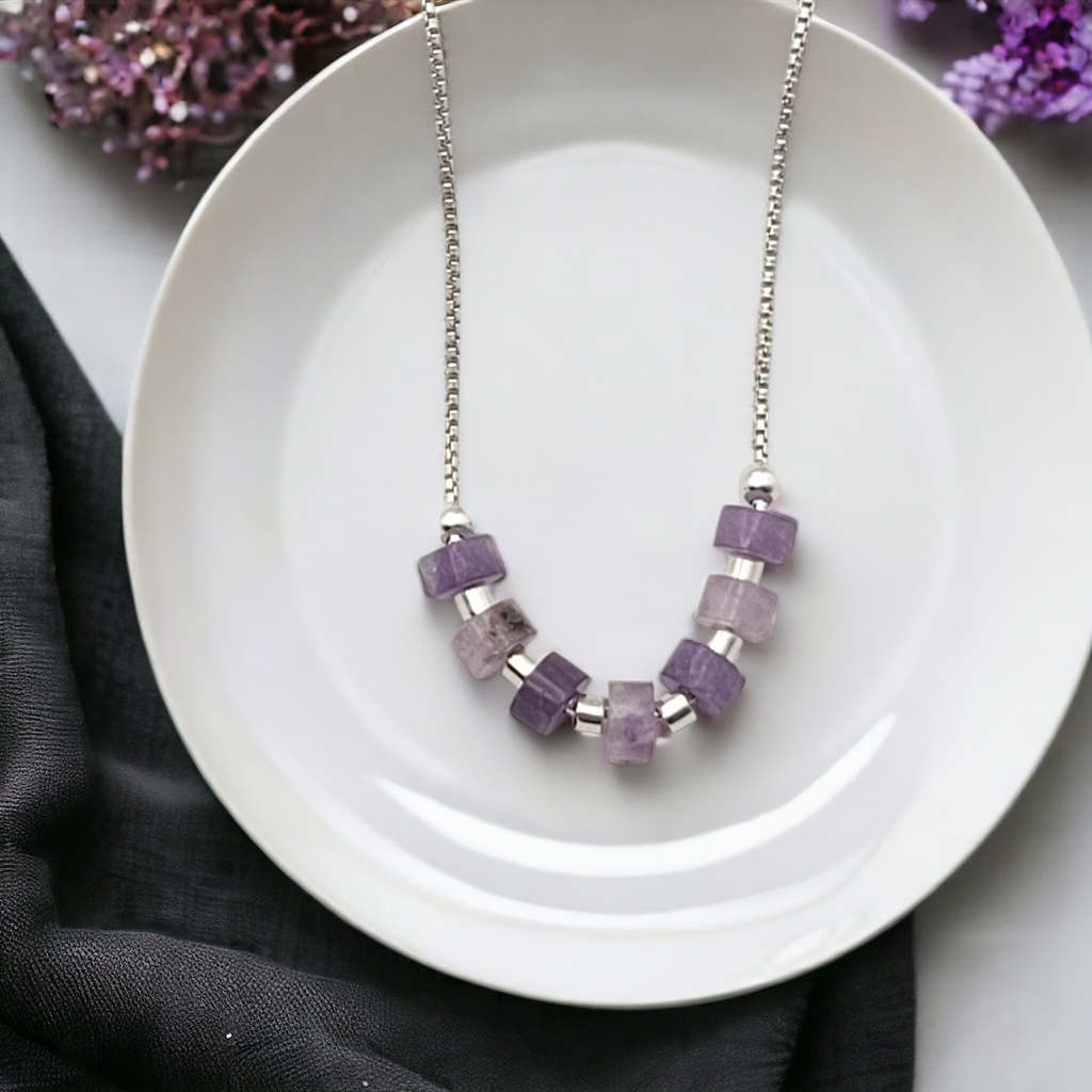 Necklace - Amethyst & Silver Necklace Bijou by SAM