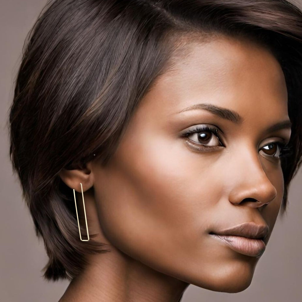 True - Gold Rectangle Earrings Bijou by SAM