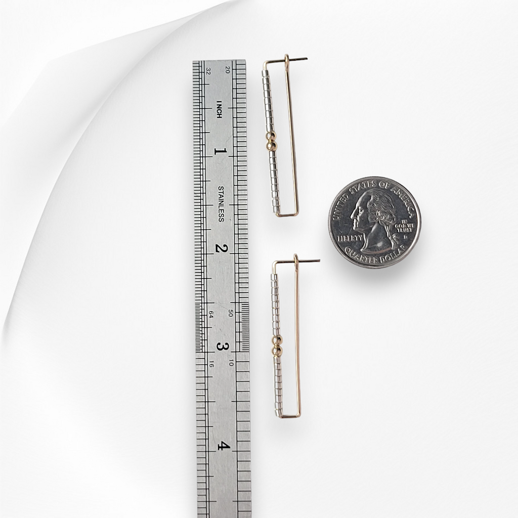 True - Rectangle Gold & Silver Earrings Bijou by SAM