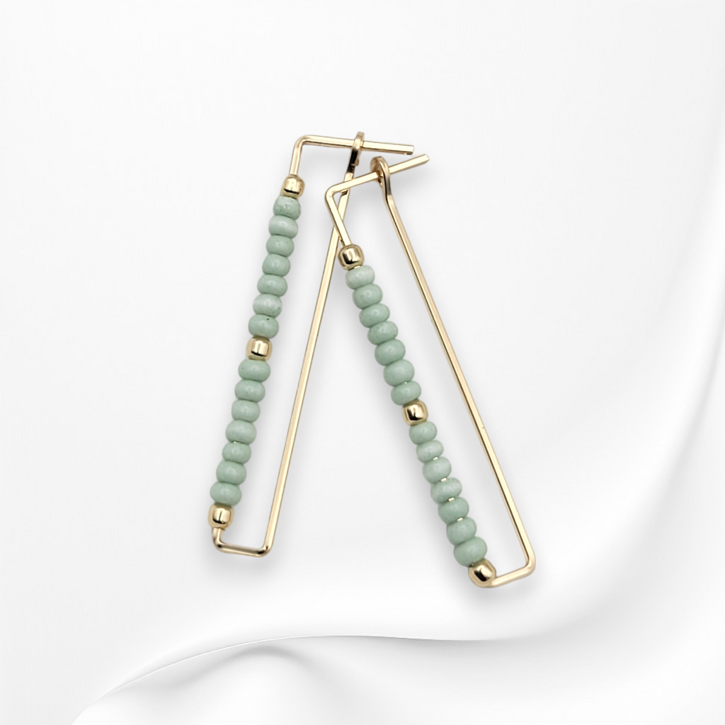 True - Rectangle Gold & Mint Earrings Bijou by SAM