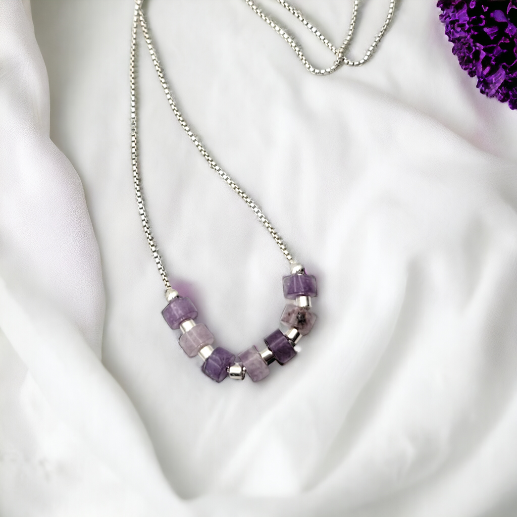 Necklace - Amethyst & Silver Necklace Bijou by SAM