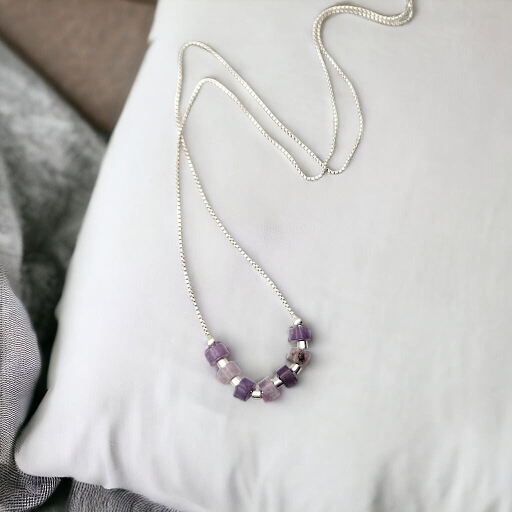 Necklace - Amethyst & Silver Necklace Bijou by SAM