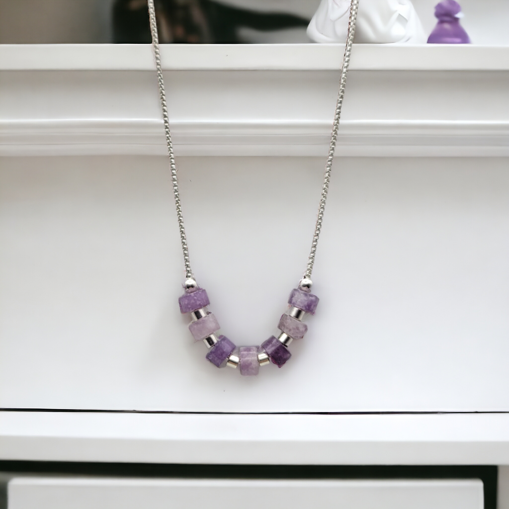 Necklace - Amethyst & Silver Necklace Bijou by SAM