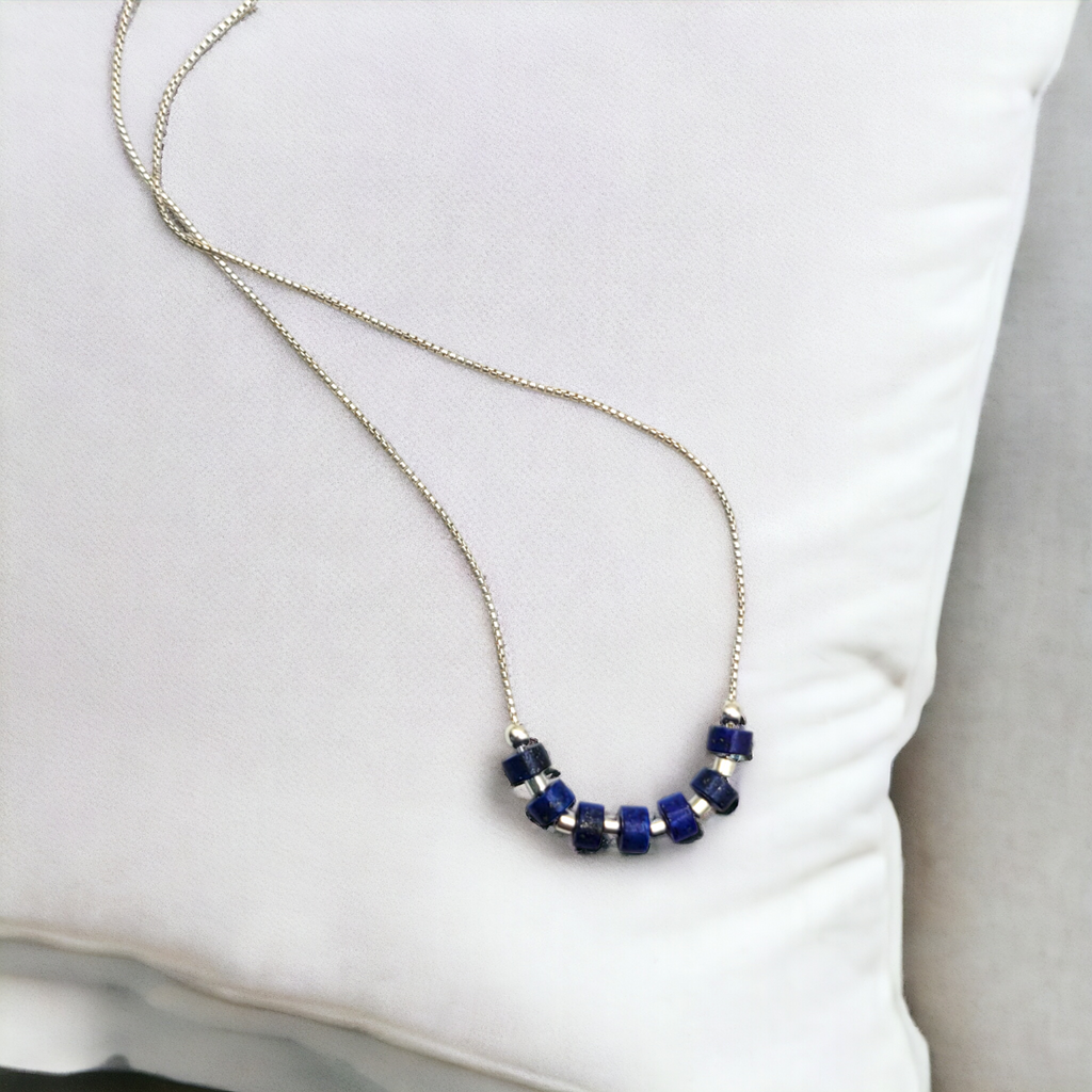 Necklace - Silver & Lapis Lazuli Necklace Bijou by SAM