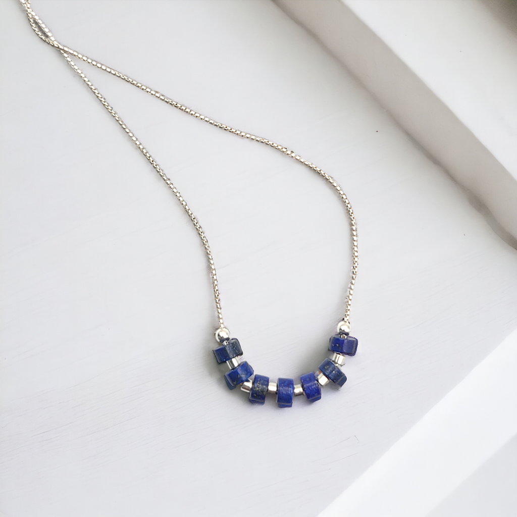 Necklace - Silver & Lapis Lazuli Necklace Bijou by SAM