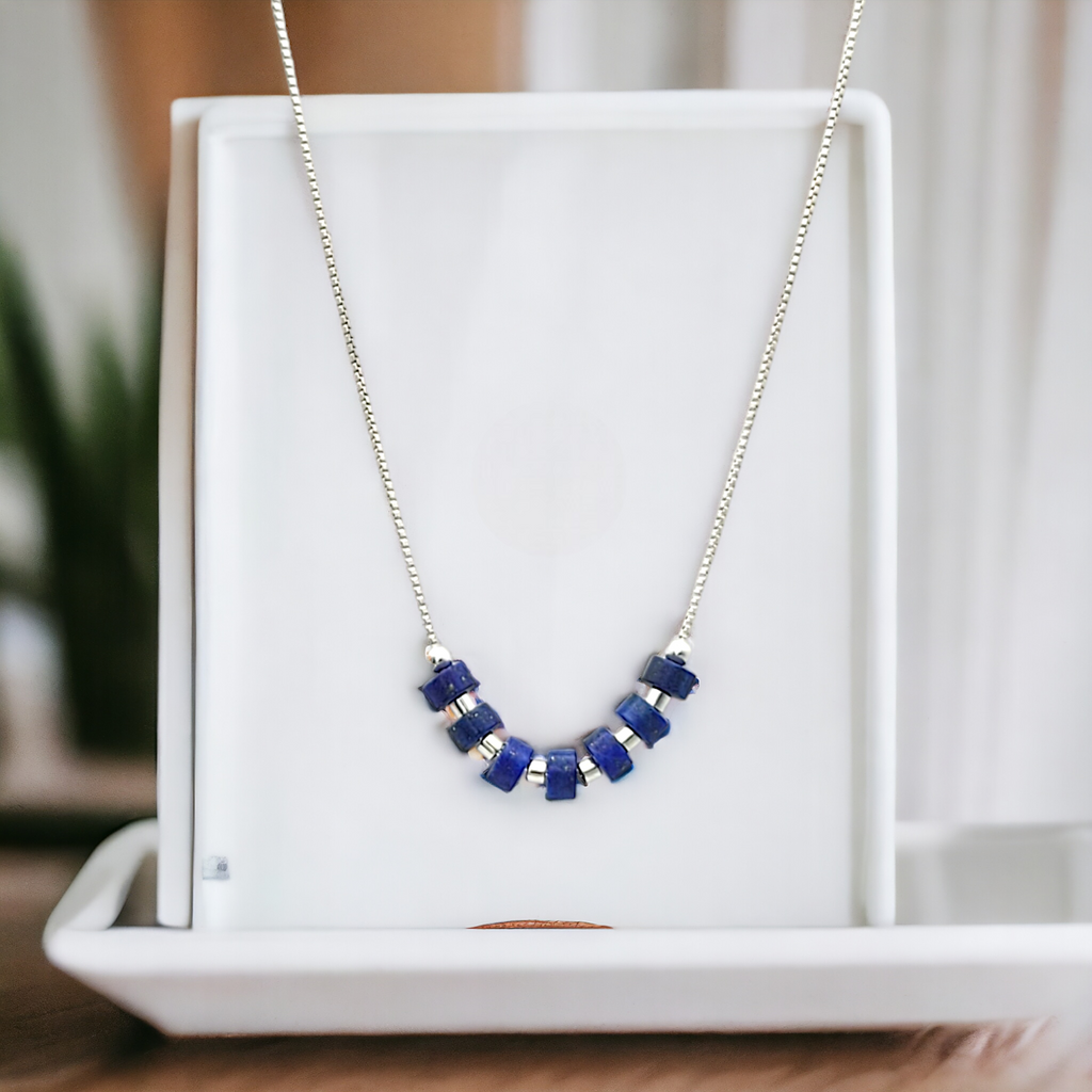 Necklace - Silver & Lapis Lazuli Necklace Bijou by SAM