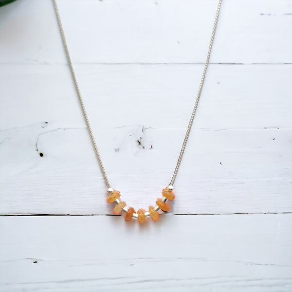 Necklace - Silver & Orange Aventurine Necklace Bijou by SAM