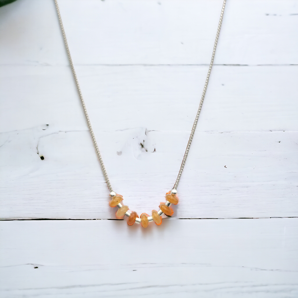 Necklace - Silver & Orange Aventurine Necklace Bijou by SAM   