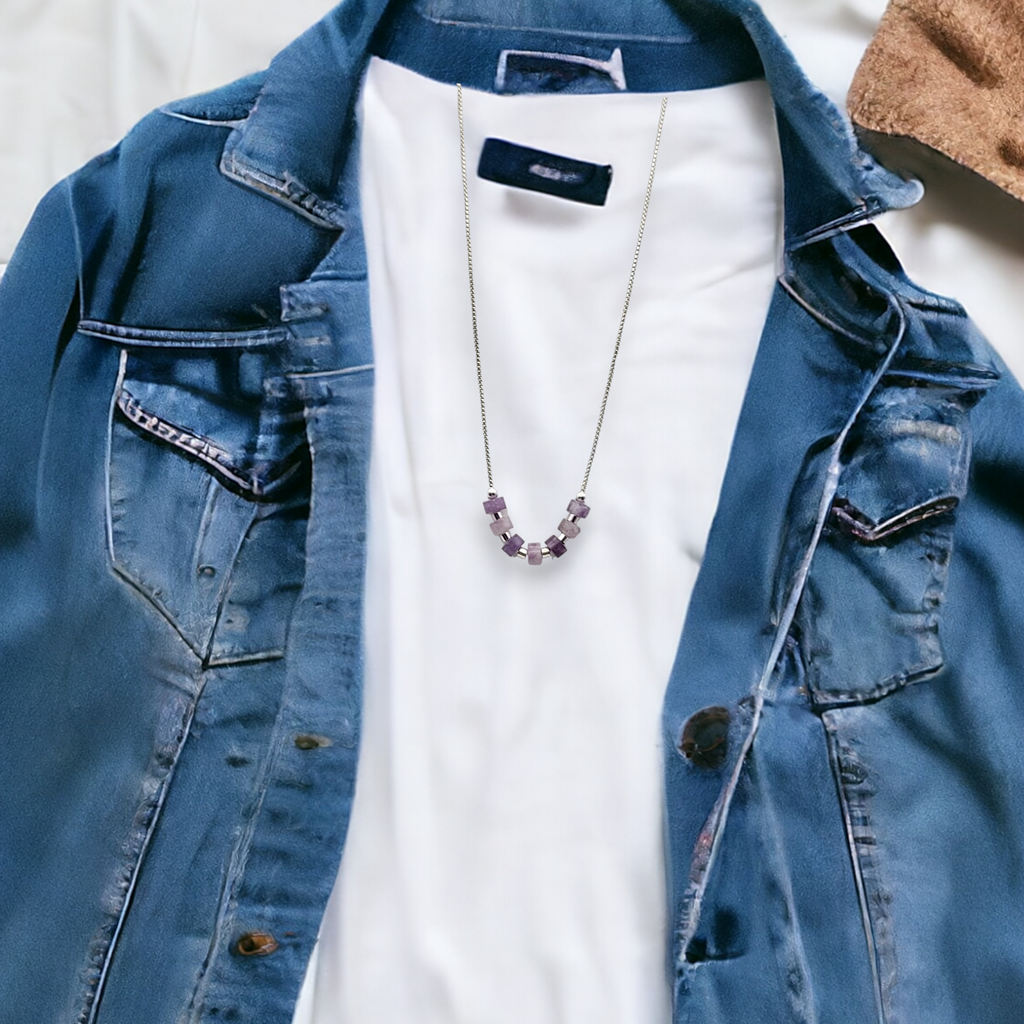 Necklace - Amethyst & Silver Necklace Bijou by SAM