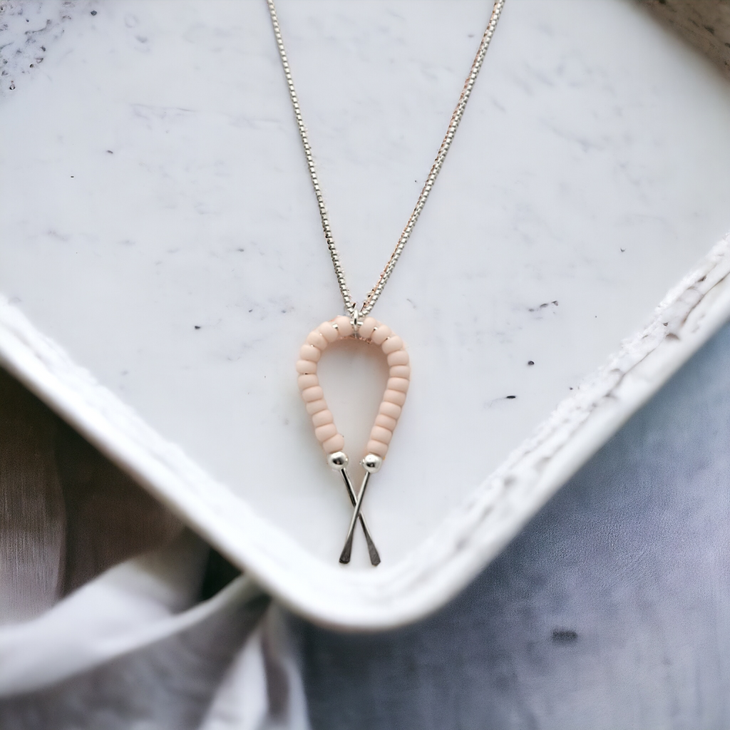 Necklace - Silver & Pink Ribbon Necklace Bijou by SAM