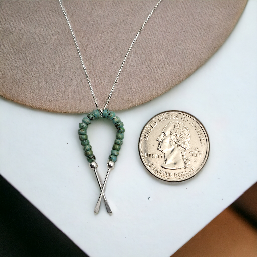 Necklace - Silver & Turquoise Ribbon Necklace Bijou by SAM