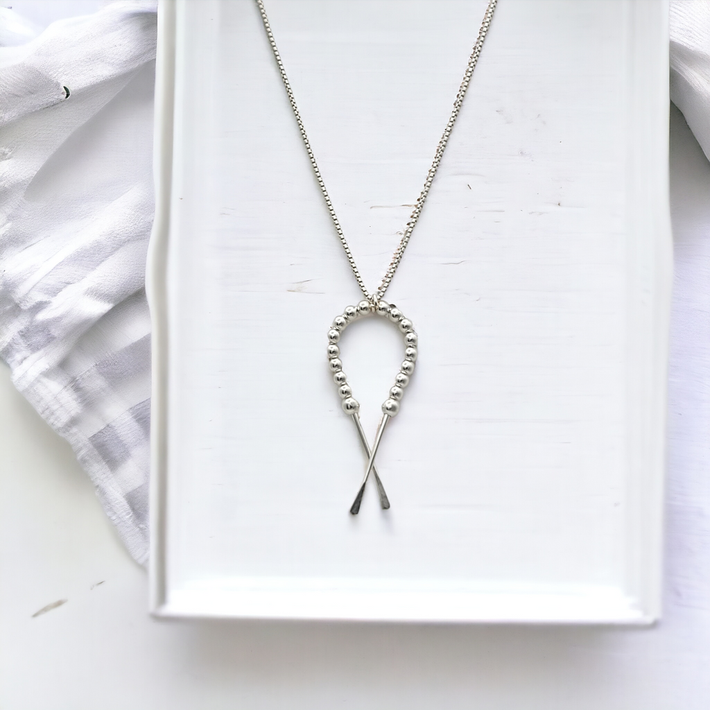 Necklace - Ribbon Silver & Silver Necklace Bijou by SAM