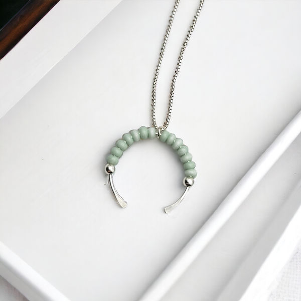 Necklace - Open Circle Mint Green Necklace Bijou by SAM