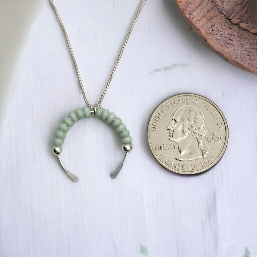 Necklace - Open Circle Mint Green Necklace Bijou by SAM