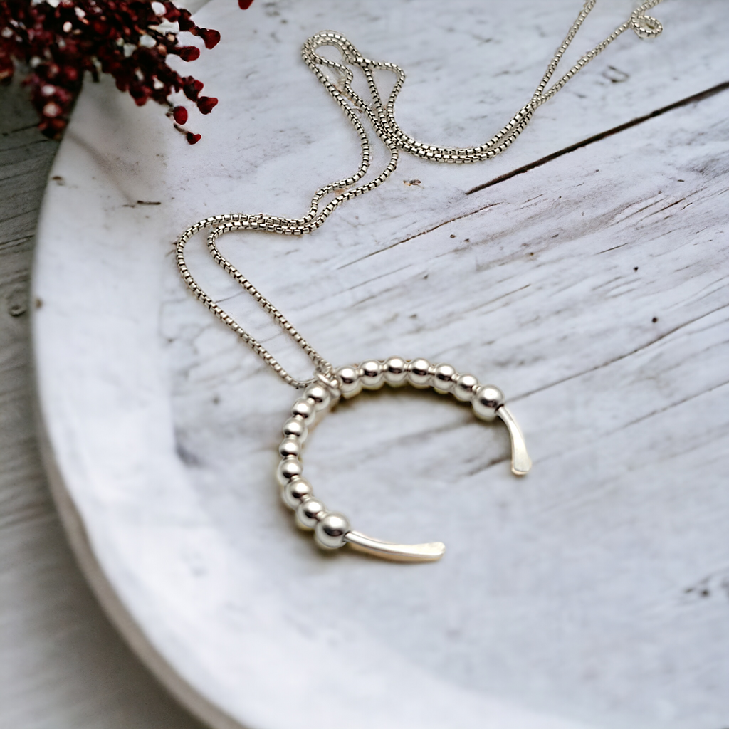 Necklace - Silver Open Circle with Silver Necklace Bijou by SAM