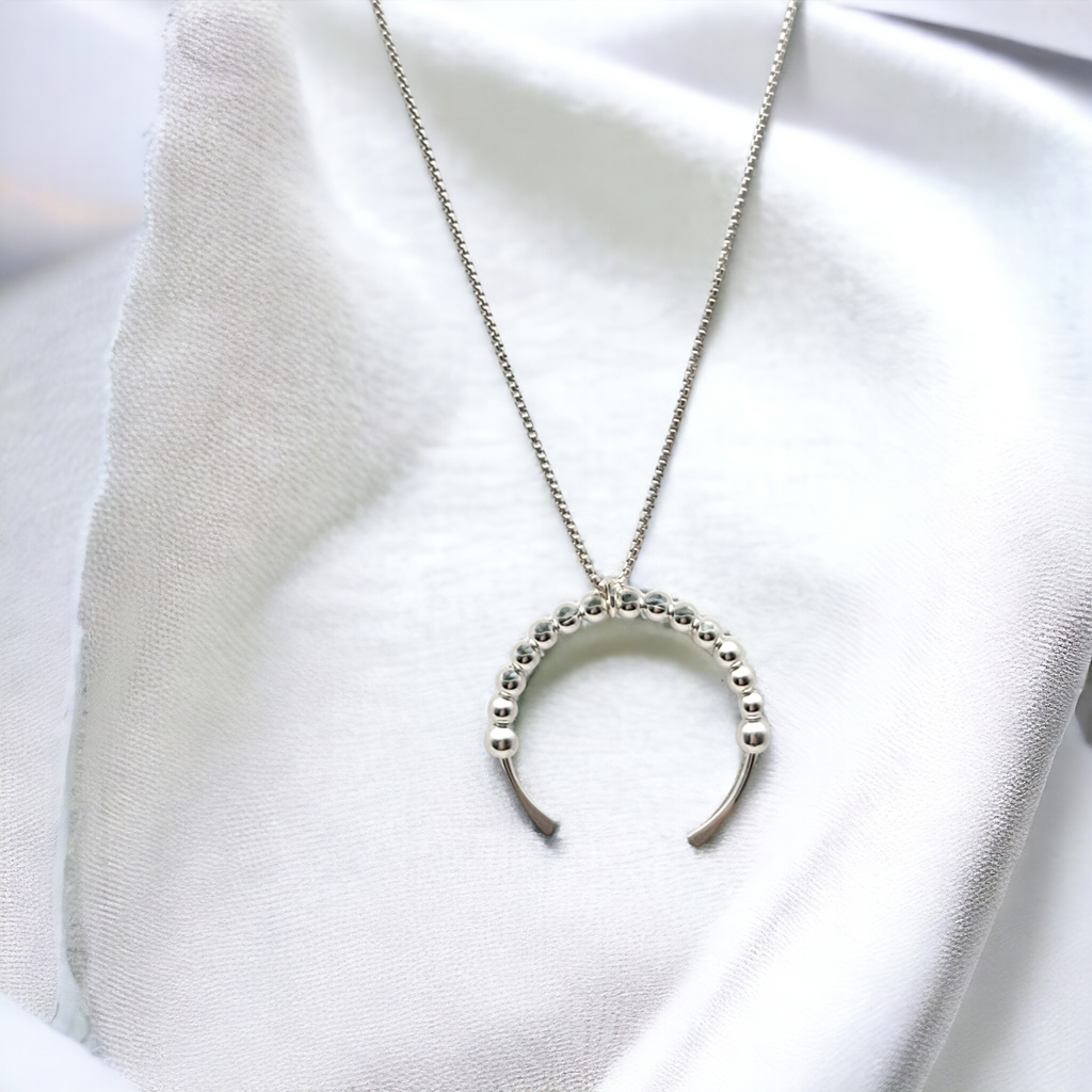 Necklace - Silver Open Circle with Silver Necklace Bijou by SAM