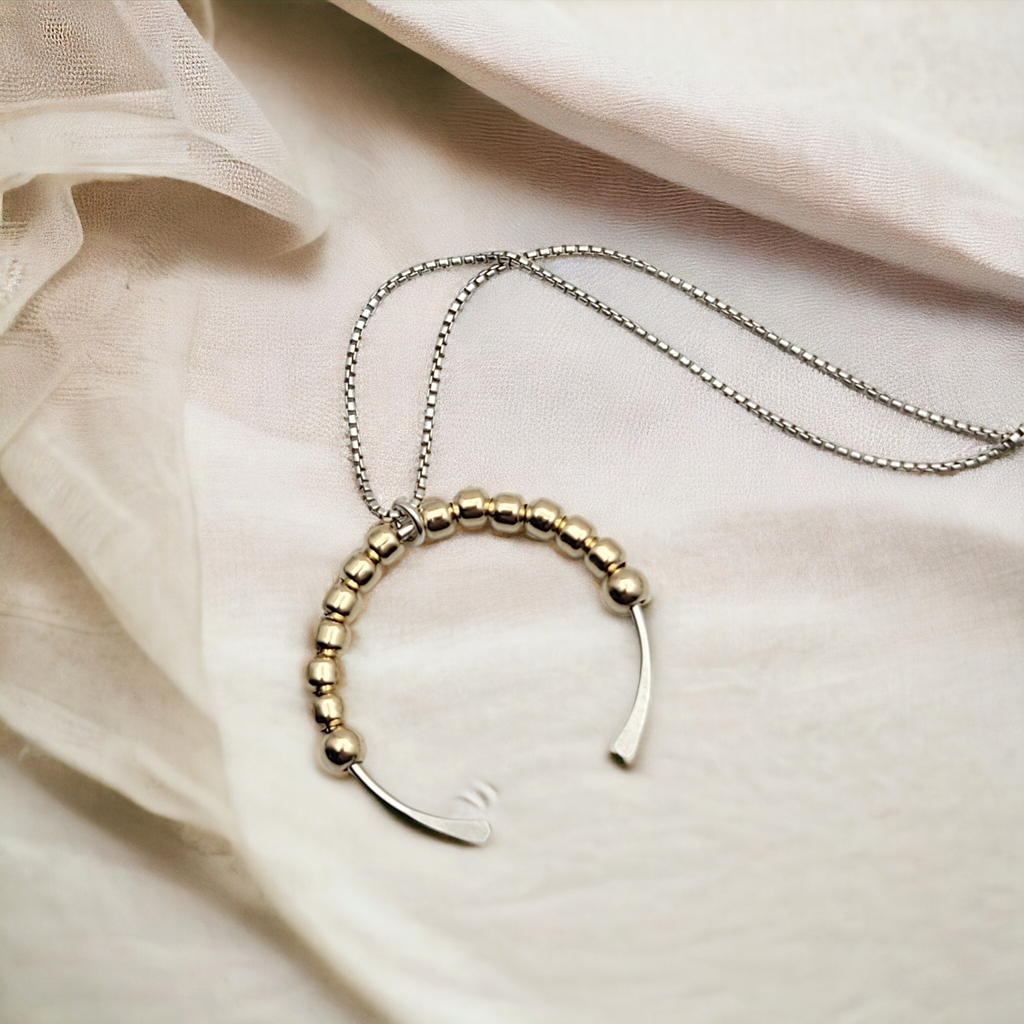 Necklace - Silver & Gold Open Circle Necklace Bijou by SAM