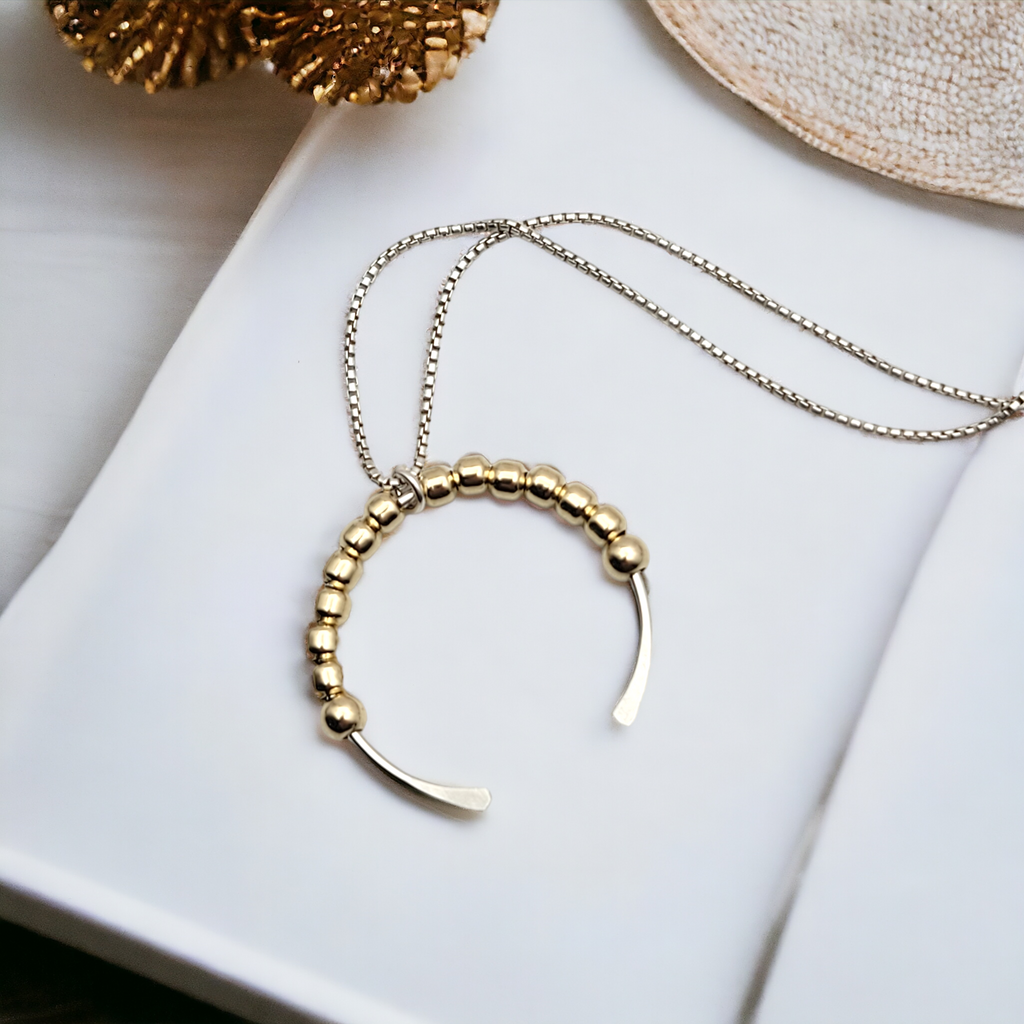 Necklace - Silver & Gold Open Circle Necklace Bijou by SAM