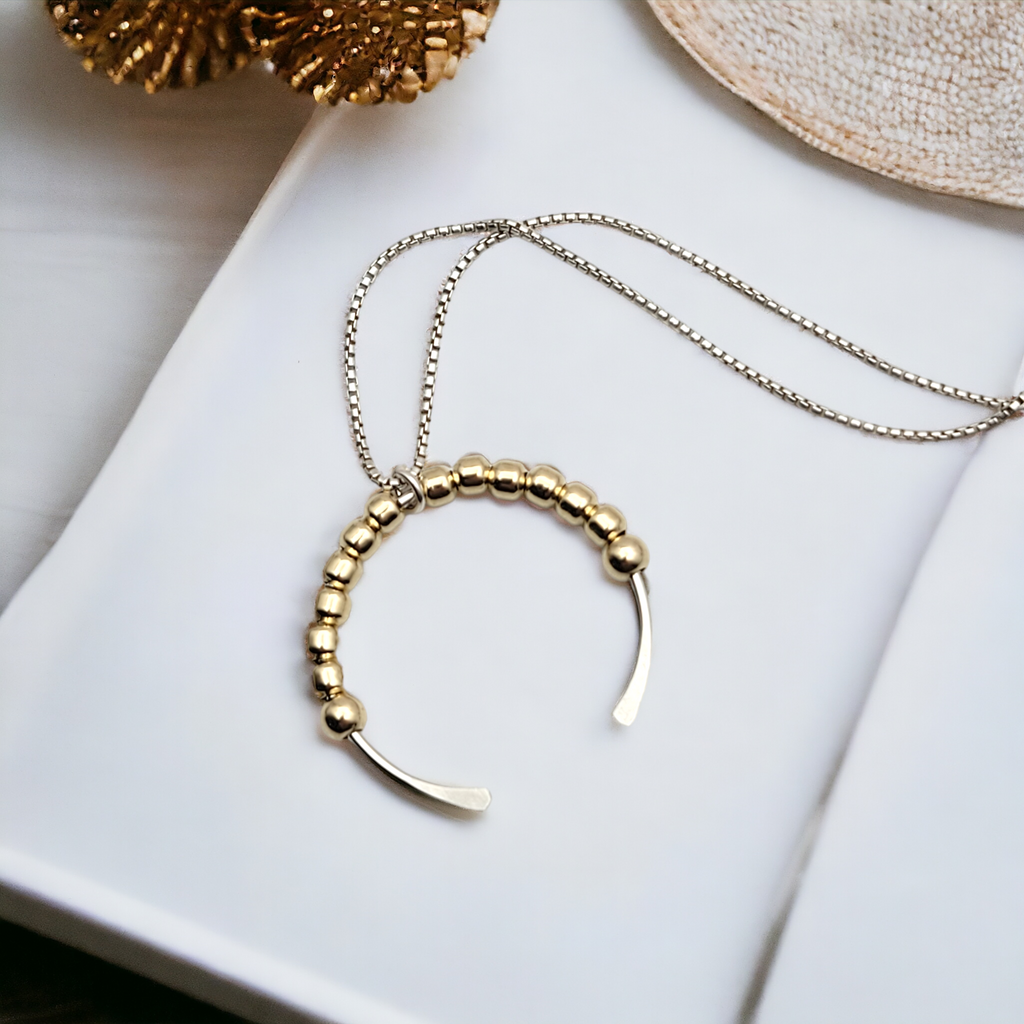 Necklace - Silver & Gold Open Circle Necklace Bijou by SAM   