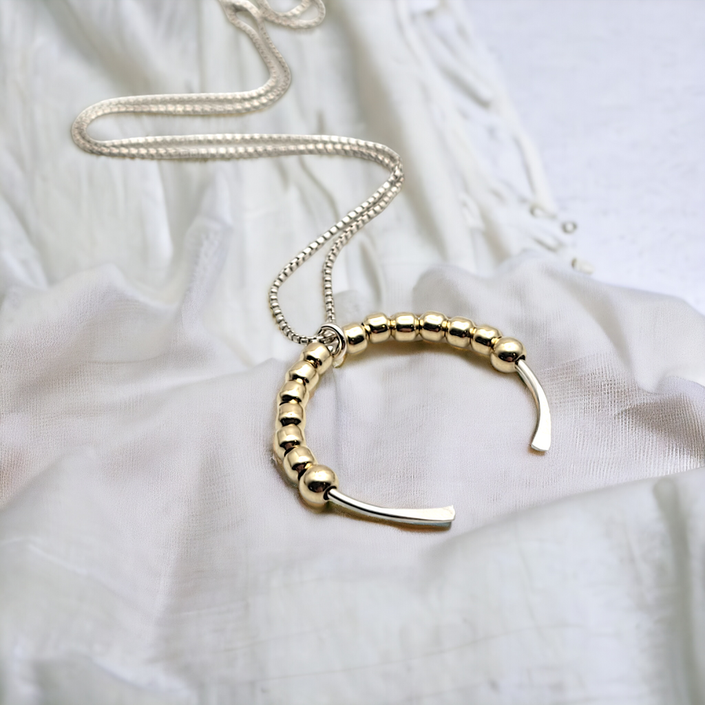 Necklace - Silver & Gold Open Circle Necklace Bijou by SAM
