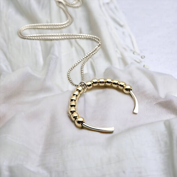 Necklace - Silver & Gold Open Circle Necklace Bijou by SAM   