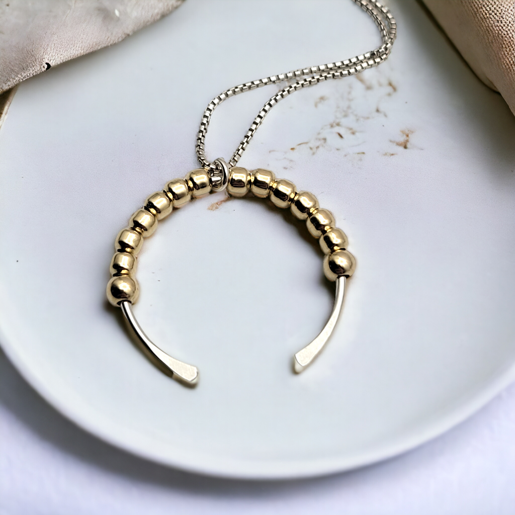 Necklace - Silver & Gold Open Circle Necklace Bijou by SAM