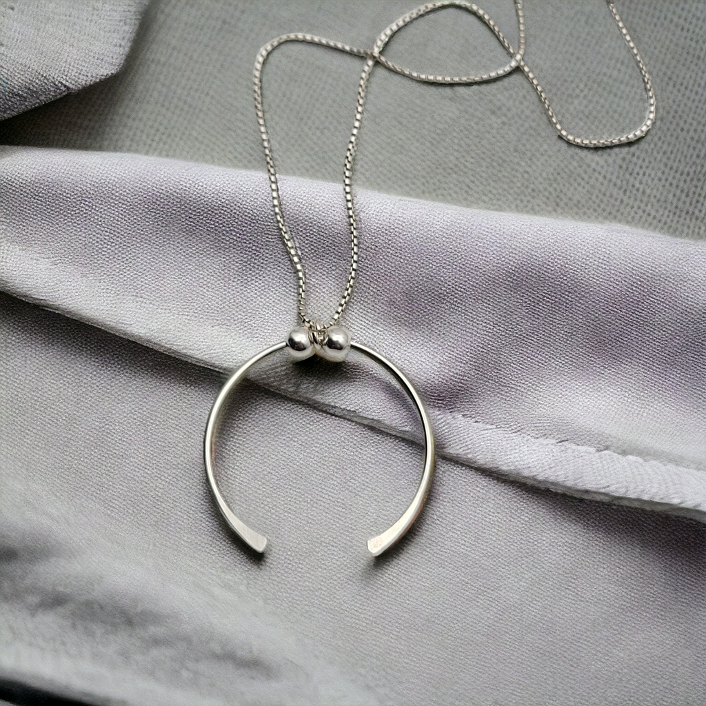 Necklace - Silver Open Circle Necklace Bijou by SAM