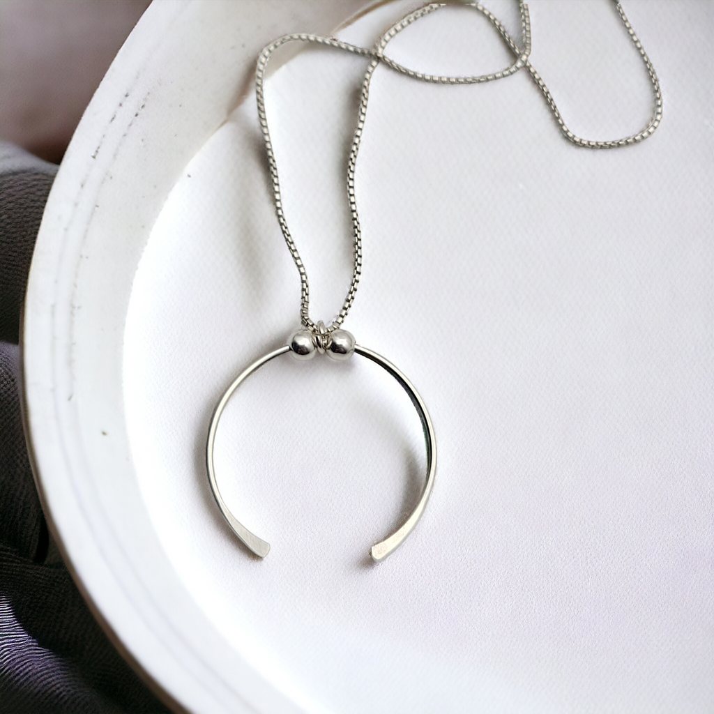 Necklace - Silver Open Circle Necklace Bijou by SAM