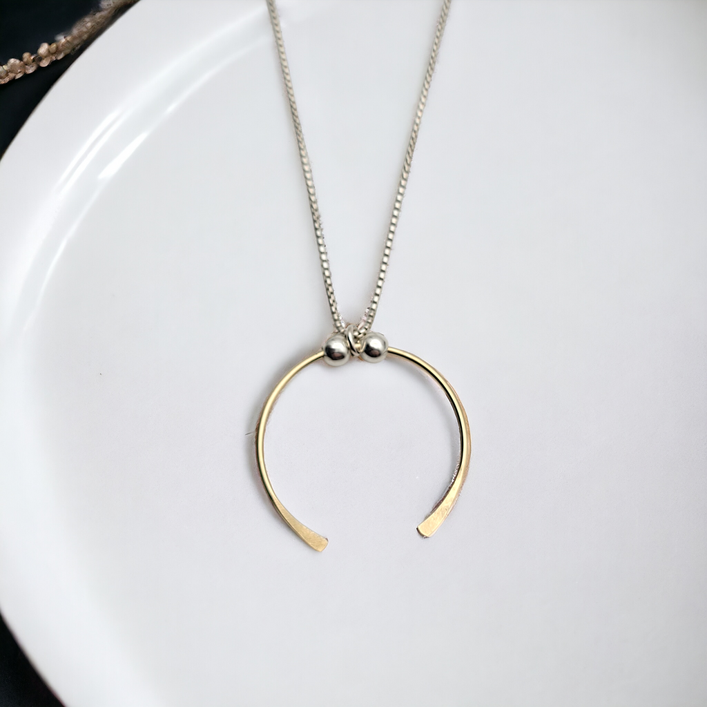 Necklace - Silver with Gold Pendant Necklace Bijou by SAM