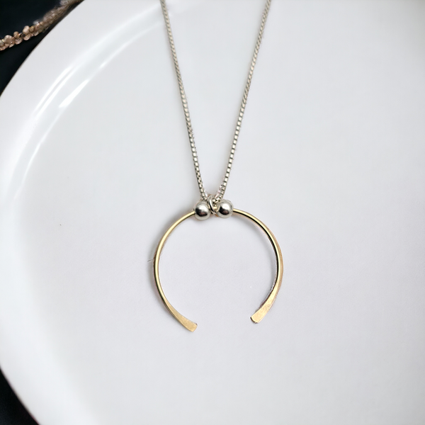 Necklace - Silver with Gold Pendant Necklace Bijou by SAM