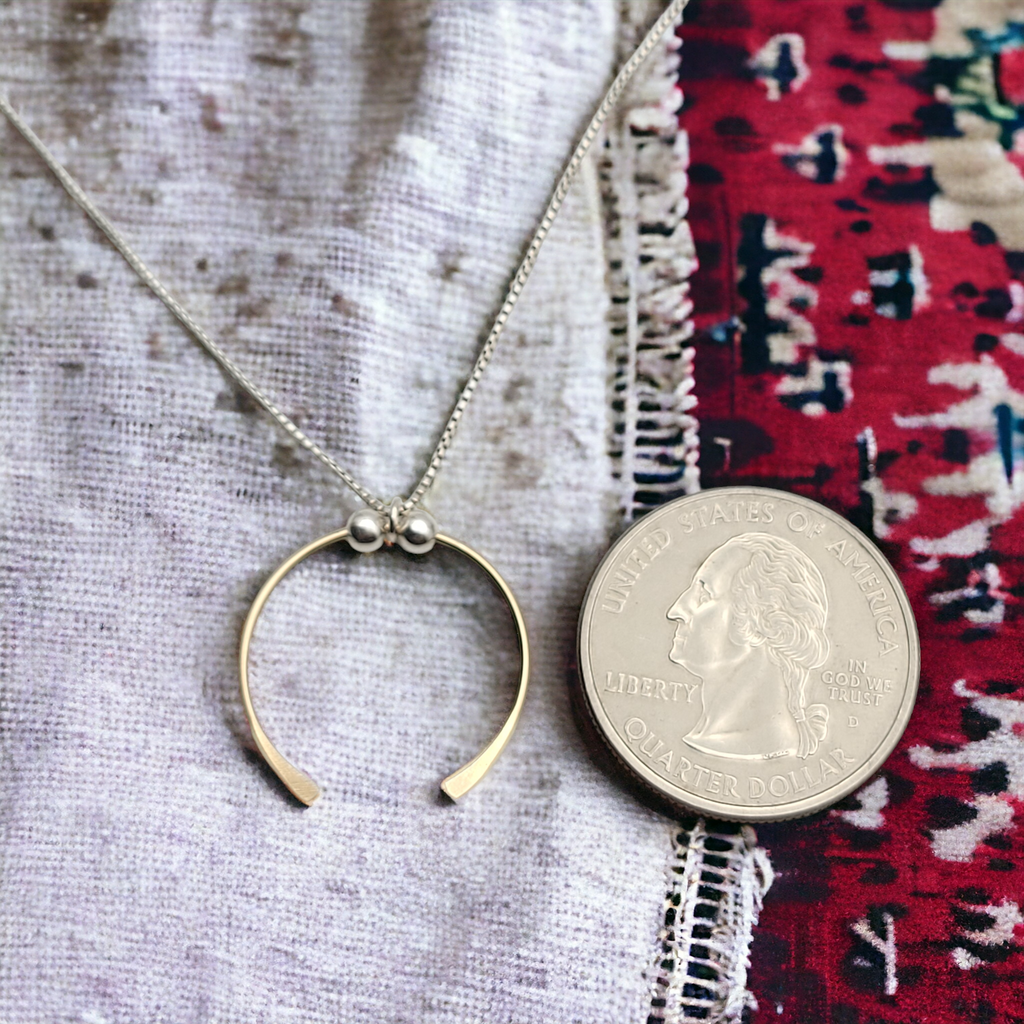 Necklace - Silver with Gold Pendant Necklace Bijou by SAM